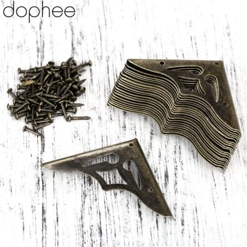 Dophee 20Pcs 35mm Furniture Metal Craft Antique Bronze Jewelry Box Corner Foot Wooden Case Corner Protector Decorative Corner