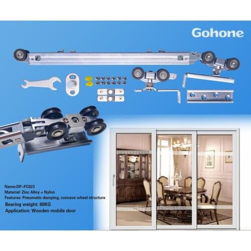 Two-way buffer hanging wheel mute sliding door pulley sliding door black hanging rail hanging roller slide rail