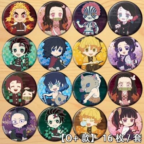 Demon Slayer Kamado Tanjirou Tomioka Giyuu Kochou Shinobu Figure 7102 Badge Round Brooch Pin Gifts Kids Collection Toy