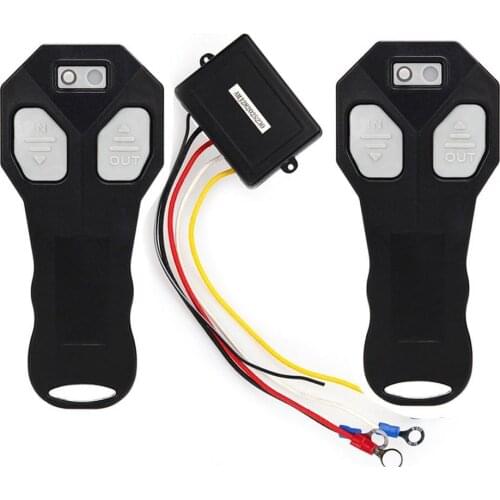 Krator Black 12V 433MHZ Wireless Winch 2 Remote Control Kit Handset Switch For Car OffRoad ATV SUV