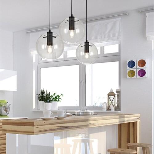 Kitchen Island Lamp Glass Pendant Light Hotel Lights Bedroom Bar Modern Pendant Lighting Study Office Ceiling Lamp Bulb Include