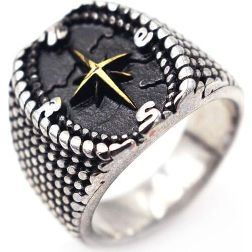 AsJerlya Retro Mens Cross Titanium Steel Ring Stainless Steel Men Punk Ring Anti-allergy Never Fade Rings Dropshipping Jewelry