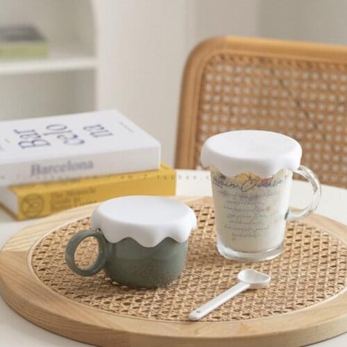 Soft Silicone Drinking Cup Lid Food Grade Silicone Wave Snow Design Anti-dust Mug Cup Bowl Cover Seal Accessories For Glass Mugs