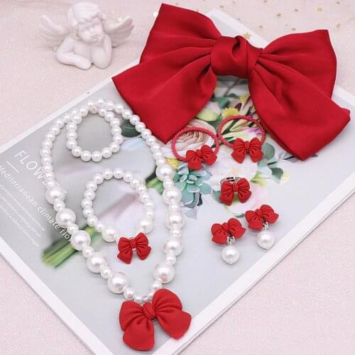 Girls Makeup Set Headdress Bowknot Earring Hair Headband Bracelet Make up Necklace Children Jewellery Toy For Kids Gift 10 years