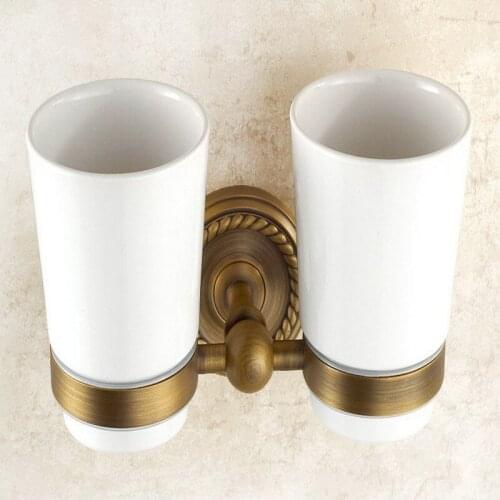Wall Mounted Toothbrush Holder Antique Brass Bathroom Toothbrush Cups Holder KD637