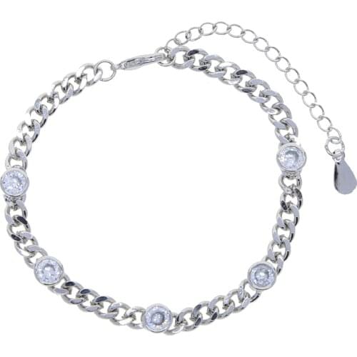 New Trendy Cuban Chain Bracelet with cz paved charm Classic gold silver color hip hop punk Bracelet For Men Women Jewelry Gift