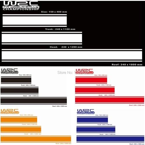 New WRC FIA World Rally Championship Stripe Set Car Hood Roof Trunk Vinyl Sticker Racing Rally Sports PVC Decal Car Accessories