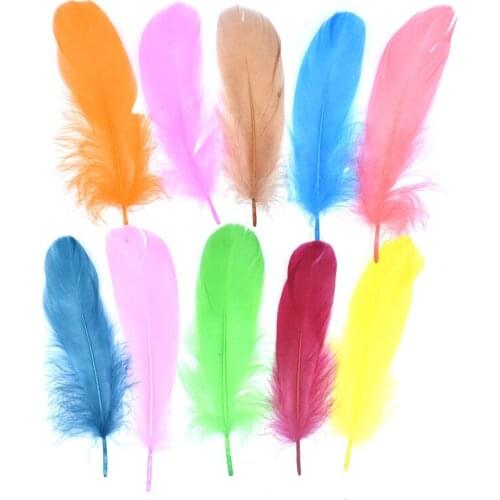 Wholesale 100Pcs/Lot Colored Goose Feathers for Needlework 5-7inch/13-18cm DIY Jewelry Handicraft Accessories Feather Decoration