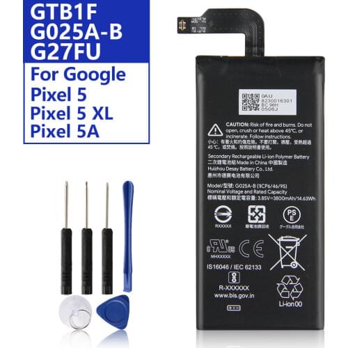 Original Replacement Battery For Google Pixel5 XL Pixel5XL G025A-B Google Pixel5 Pixel 5 GTB1F Genuine Phone Battery