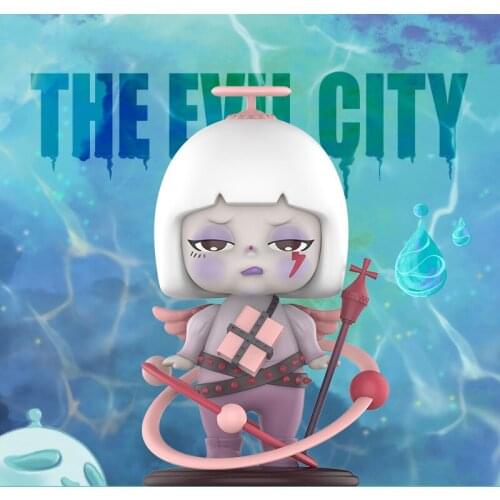 Original Anime Tiny The Evil City Blind Box Action Figure Toys Kawaii Desktop Model Girlfriend Birthday Gift Doll Collection