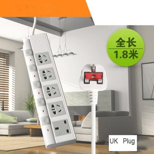 UK Plug Power Strip With Switch 1.8M Cable 4 Outlet Electrical Extension Cable Network filter 13A 250V