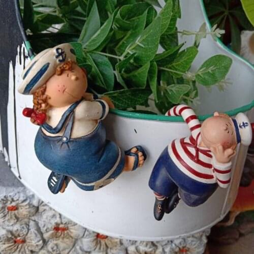 Nordic Sailor Pirate Flowerpot Climbing Resin Sculpture Outdoor Garden Ornaments Decoration Landscape Balcony Figurines Crafts