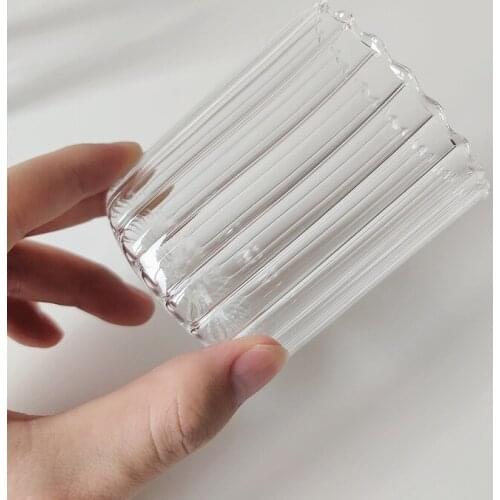 1 Piece Heat Resistant Nordic Glass Ripple Cup For Drinking Water Juice Milk Yogourt Whiskey