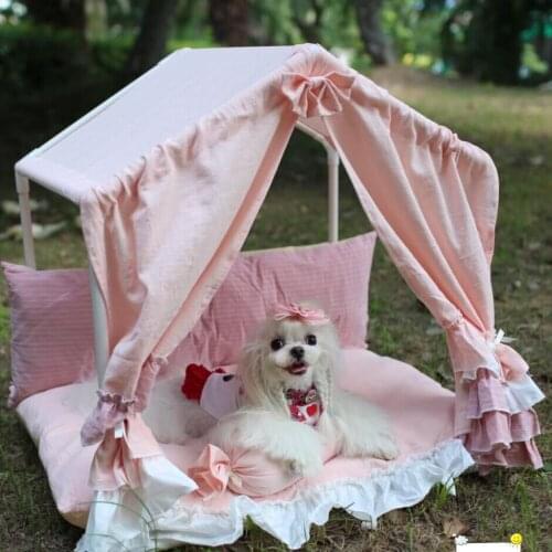 Comfortable and beautiful dog tent lace pet room soft thick cushion kennel