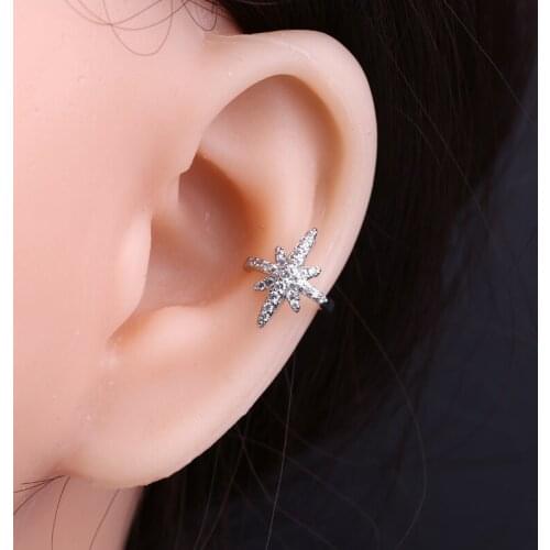 Six-pointed star ear bone clip female senior sense no piercing painless ear clip earrings 2020 new punk meteor personality