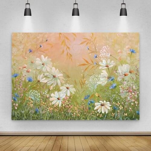 Spring Newborn Photography Background Baby Painting Flowers Birthday Party Decor Children Girl Backdrops for Photo Studio Props
