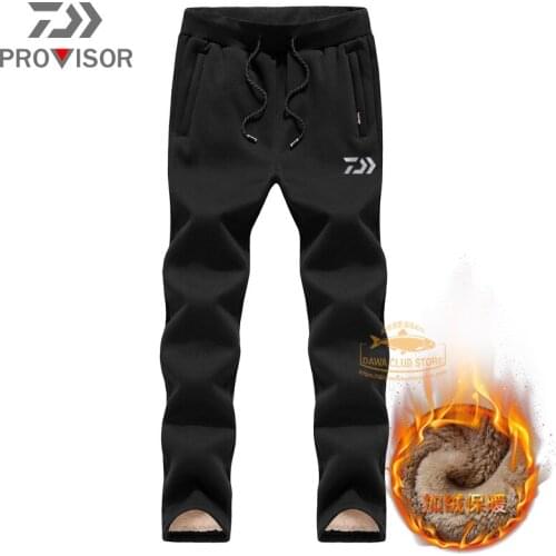 Winter Hiking Keep Warm Trousers DAIWA Fishing Pants Mens Outdoor Padded Lamb Wool Fishing Pants Sports Running Pants