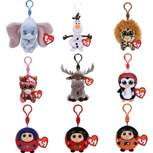 10CM Ty Beanie Plush Keychain Glitter Eyes Fox Spider Unicorn Dog Cat Mobile Phone Pendant Cute Animal Doll Gift Plush Toy