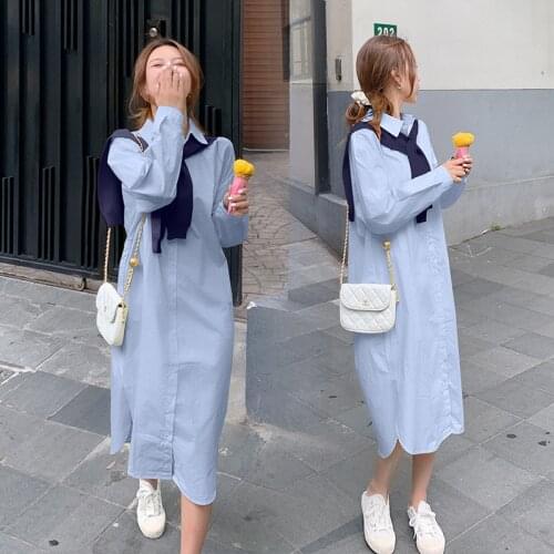 126# Maternity Dress Nursing Spring Autumn Cotton Long Sleeves Loose Stylish Dress for Pregnant Women lactation Dress