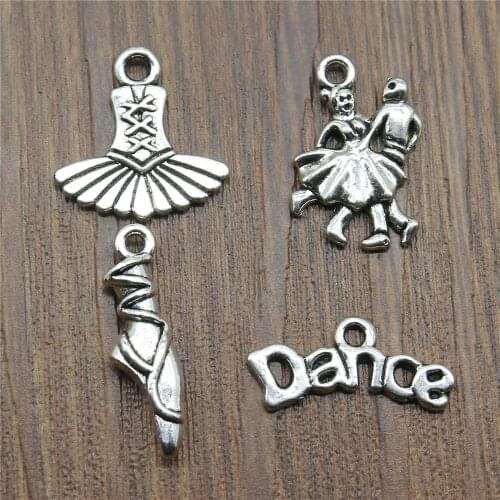 20pcs Charms Dance Antique Silver Color Dance Skirt Charms Jewelry Findings DIY Ballet Dance Charms Wholesale