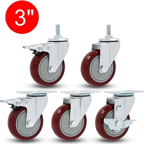 3 inch ,Medium type PVC directionalcasters,Trolleys wheel with brake,Wearable,mute,Bear 100kg/pcs,Industrial casters
