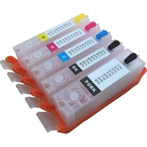 5 6 Colors PGI-170 CLI-171 Refillable Ink Cartridges for Canon PIXMA MG5440 ip7240 MX924 MX924 with ARC chips Csrtridges Ink