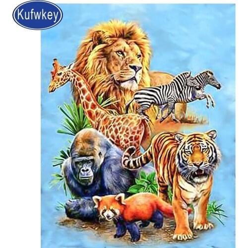5d Diy Diamond painting lion tiger picture full Square Round Drill Diamond embroidery forest Animal 5D diamond mosaic kid gift