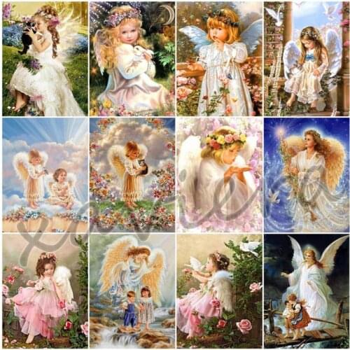 Xaviera Full Round Drill Diamond Painting Angel Girl Baby 5D Rhinestone Mosaic Embroidery Portrait Cross Stitch Religious Crafts