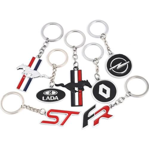 Car Metal Logo Keychain Keyring Key Ring Holder for Seat Leon Ateca Arona Ibiza FR Ford Focus ST Opel Renault Lada Ford Mustang