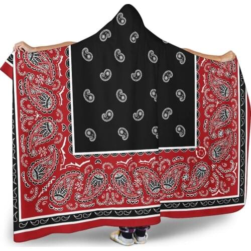 Black Red Hooded Bandana Blanket Hooded Blanket 3D full print Wearable Blanket Adults men women Blanket style-3