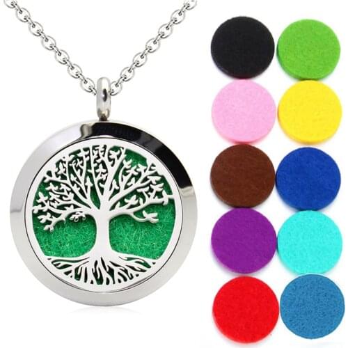Stainless Steel Diffuser Necklace Pendant Women Jewelry Making 25mm Essential Oil Aromatherapy Perfume Locket With 10pcs Pads