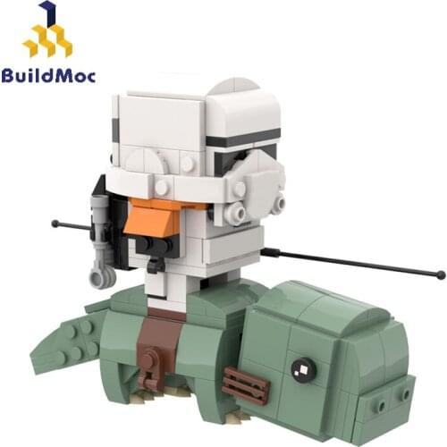 BuildMoc Brickheadz Figures Space Wars Soldiers Sandtrooper on Dewback Building Blocks MOC Figures Bricks Toys For Children Gift