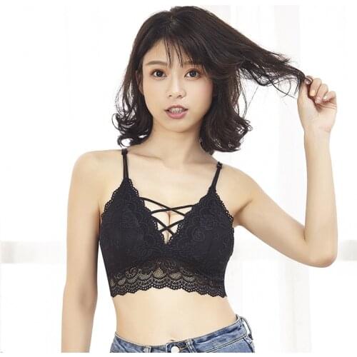 Deep V Bralette Floral Lace Bras For Women Lingerie Wirefree Sexy Seamless Underwear Female Intimates Push Up Bra