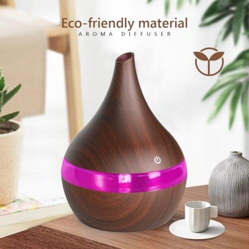 Electric Air Humidifier Essential Aroma Oil Diffuser Ultrasonic Wood Grain Humidifier USB Mini Mist Maker 7 color LED Light