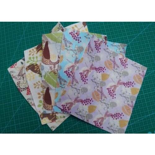 Lovely Forest Bird Dragonfly & Peacock Printed Nonwoven Polyester Felt Fabric 15x15cm, Fieltro feltro