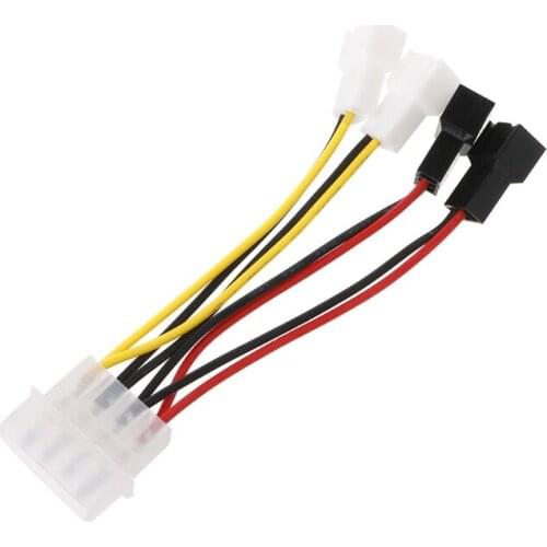 IDE Molex 4-Pin To 4X 3-Pin TX3 Case Cooling Fan Power Adapter Converter Cable