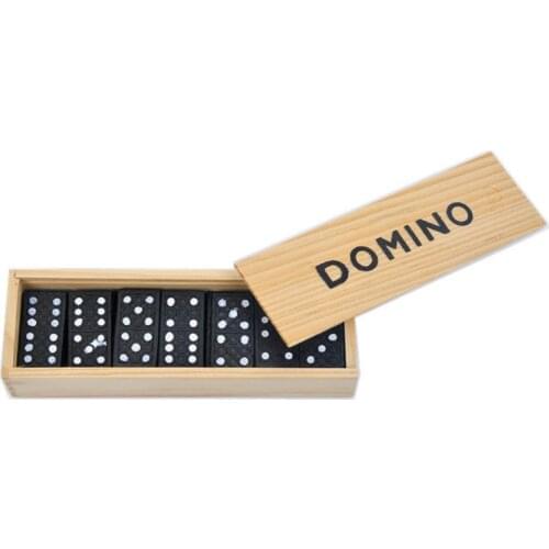 DOMINO Puzzle Board Game with Wooden Box Game 28 pcs Blocks Funny Game for Children English Instructions