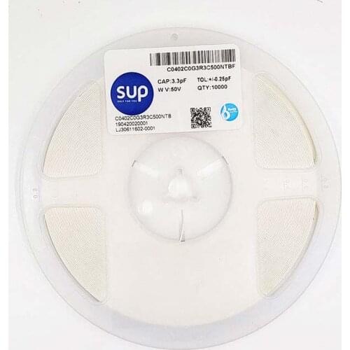 100PCS C0402C0G3R3C500NTBF Chip capacitor 0402 NPO 3.3pF 50V ±0.25PF Thickness 0.5mm