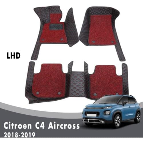 Luxury Car Floor Mats Carpets For Citroen C4 Aircross 2019 2018 Double Layer Wire Loop Interior Accessories Custom Leather Rugs