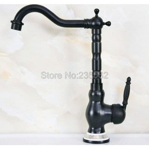 Black Oil Rubbed Bronze 360 Swivel Spout Hot and Cold Water Kitchen Faucet Vessel Sink Mixer Tap Lnf660