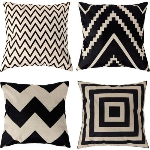 Square Home Textile Classic Black White Abstract Geometry Diamond Cushion Cover Simple Pillow Case Bedding Couch Throw Pillows