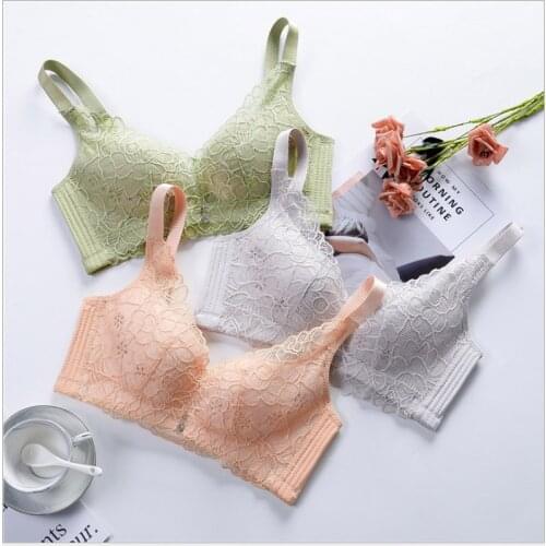 IZICFLY Thin Hot Sale New Lace Style Push Up Bra Green Underwear For Women Sexy Sleeping C Cup Lingerie-1 PCS