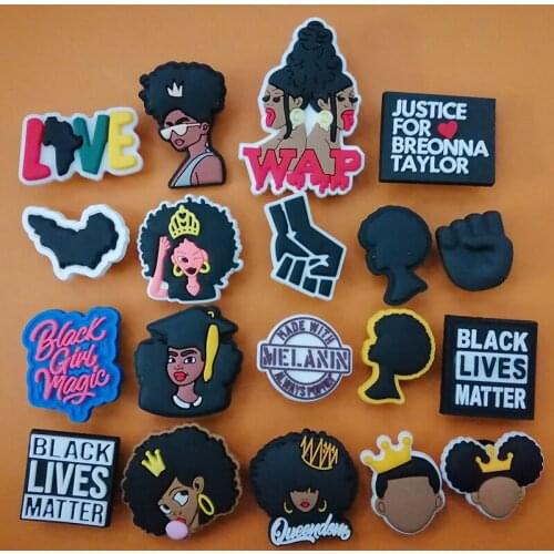 A Set Of PVC Black Charm Shoe Accessories Crocodile JIBZ Shoe Buckle Cute Decoration