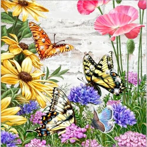 Embroidery Counted Cross Stitch Kits Needlework - Crafts 14 ct DMC Color DIY Arts Handmade Decor - Butterfly Garden