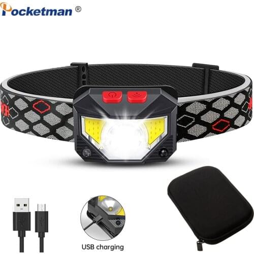 30000LM Powerful Body Motion Sensor Headlamp USB Rechargeable Headlight Built-in Battery Head Lamp 8 Modes Head Light Waterproof