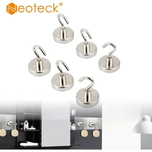 Neoteck 6 Pcs Neodymium Magnet Magnetic Hanging Hooks Holder Magnetic Hanging Hooks Holder Hardware Tool