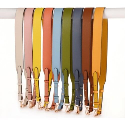 New Head Leather Split Double Side Wide Shoulder Strap Versatile Adjustable Replacement Bag Strap Litchi Stripe Many Colors