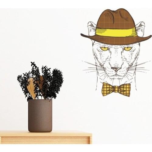 Glasses Leopard Handsome Removable Wall Sticker Art Decals Mural DIY Wallpaper for Room Decal