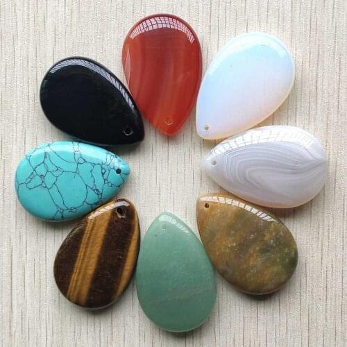 Wholesale 8pcs/lot New Fashion good quality natural stone mix water drop charms pendants for jewelry making free shipping