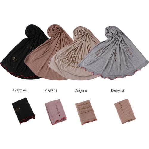 Multicolor Roma lined Cotton Muslim Headscarf Hijab Jersey Scarf femme musulman hoofddoek Islamic shawls and wraps Head Scarve